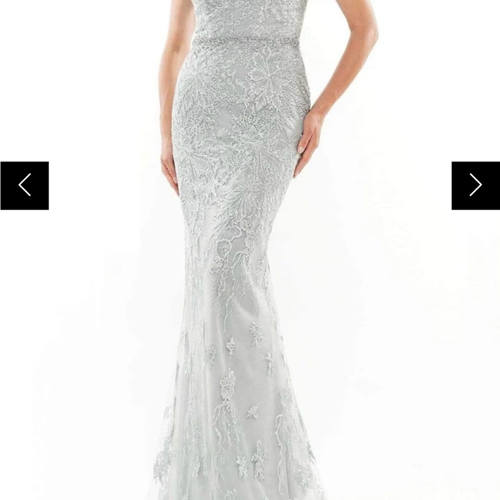 Rina diMontella Silver Sequin One Shoulder Gown